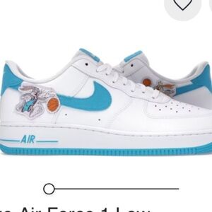 Nike Air Force 1 low Space Jam Hare, white and blue, kids 4.5 or women’s 6.5